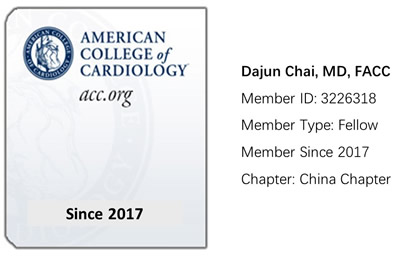 柴大军副教授荣获美国心脏病学院授予的专家会员（FACC）称号