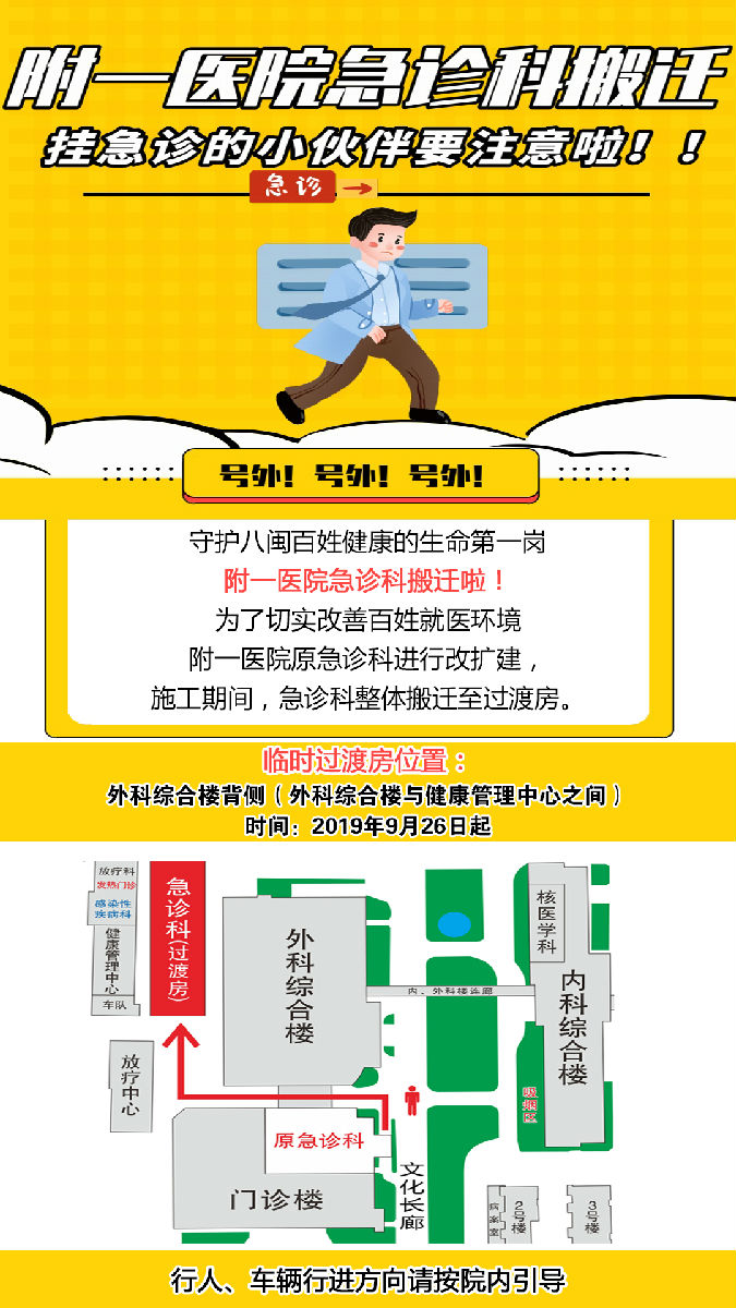 附一医院急诊科搬迁  挂急诊的小伙伴要注意啦！！！